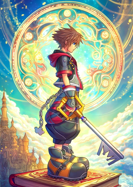 'Kingdom Hearts Sora Digital Art' Poster, picture, metal print, paint by Whimsical Tapestry | Displate