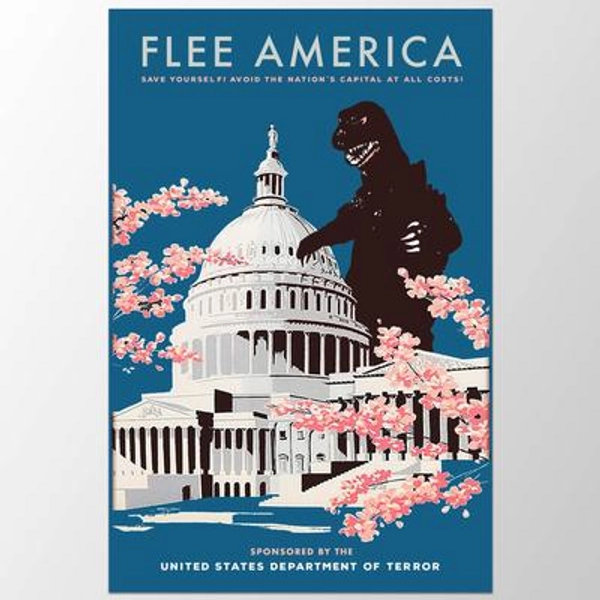Flee America, Washington DC, Monster Art, Monster, Washington, Capitol Building, Kaiju, Giant Monster, Alternate Histories, Geekery