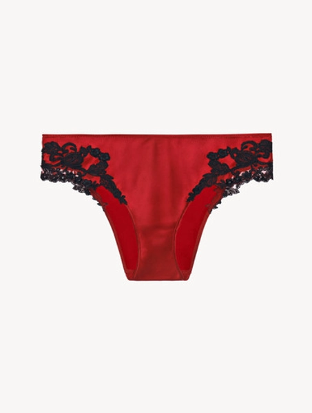 Red silk medium briefs with frastaglio