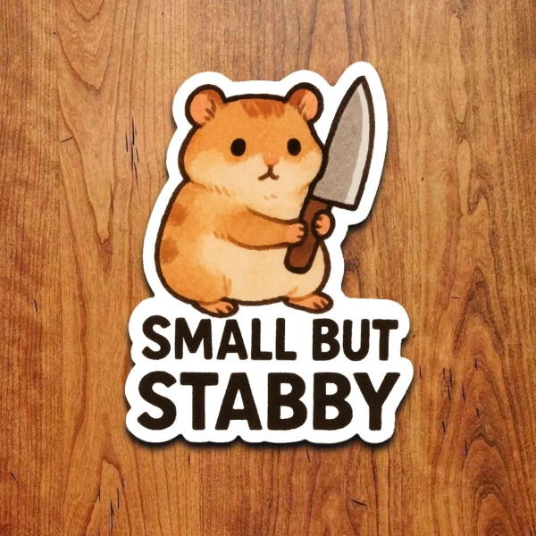 Small but Stabby Hamster Sticker: Funny Animal Meme Decal - Laptop, Water Bottle - Etsy