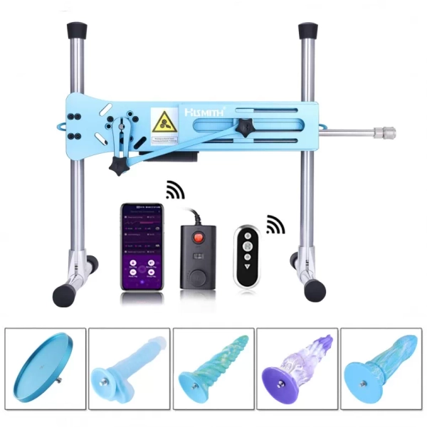 Hismith Premium 3.0 Pro - Hismith Elegant Blue Machine Bundle with 4 Fantasy Attachments