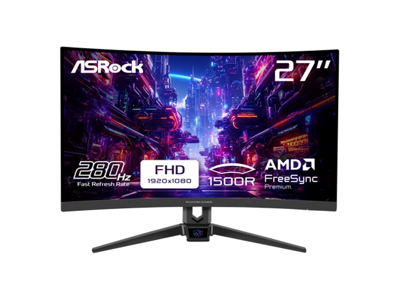 ASRock Phantom Curved Gaming Monitor 27" 280 Hz VA FHD 1ms FreeSync Premium (AMD Adaptive Sync) 93% DCI-P3 / 127% sRGB PG27FRS1A