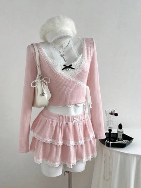 Conjunto blusa e saia fofa shein