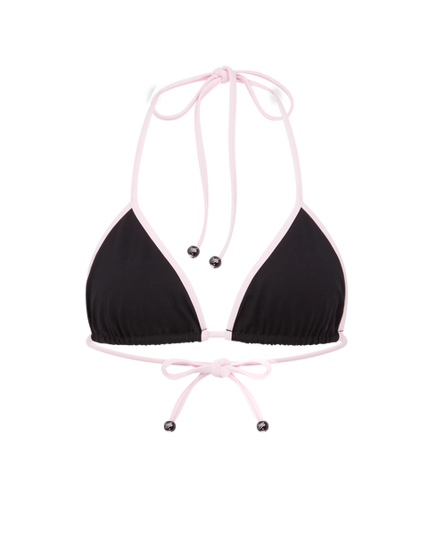 Ottie Bikini Tirangle Tie Top in Black/Baby Pink | By Agent Provocateur