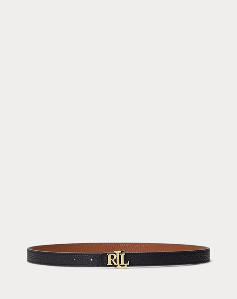 Logo Reversible Leather Skinny Belt