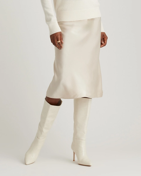 100% Washable Silk Skirt | Quince in Navy