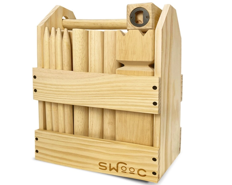 Kubb Yard Game Set - Premium Hardwood Lawn Game Set W/ Wood Crate