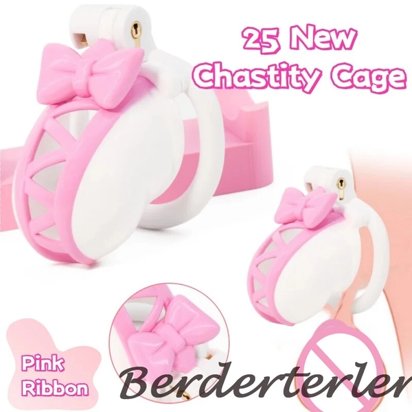 Gaiola de castidade fita rosa anel masculino gay prevenção de fuga trava quatro anéis de tamanho
