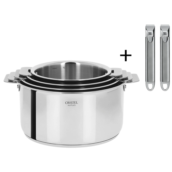 Série de 4 casseroles Casteline + 2 poignées Zénith