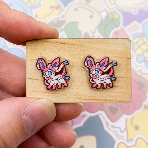 Sylveon Stud Earrings by Jolli Creations - in.cube8r