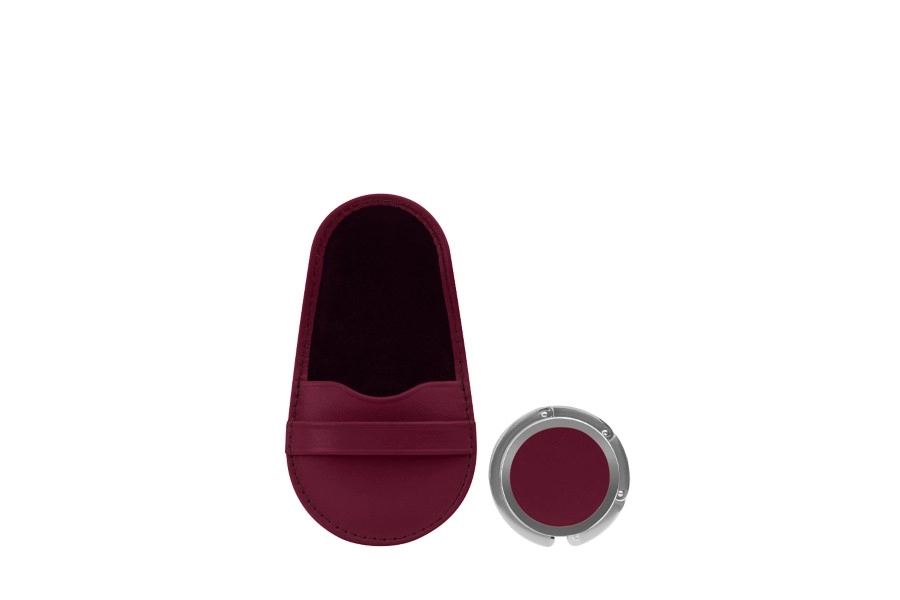 Accroche sac à main - Bordeaux - Cuir Lisse