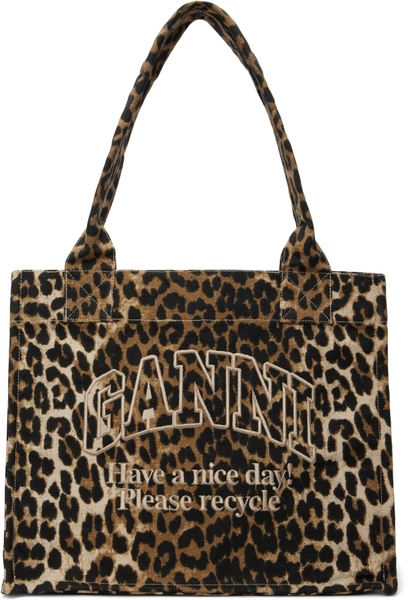 Brown Leopard Large Canvas Tote