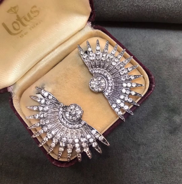 Art Deco Fan Earrings: Silver Crystal Pave Gatsby Glamour - Etsy