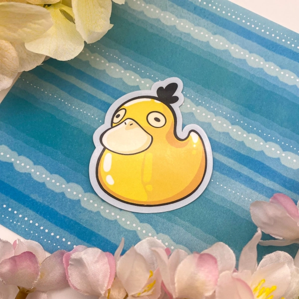 Psyduck rubber ducky sticker | Cute Psyduck sticker | Glossy Viynl Sticker, Water resistant