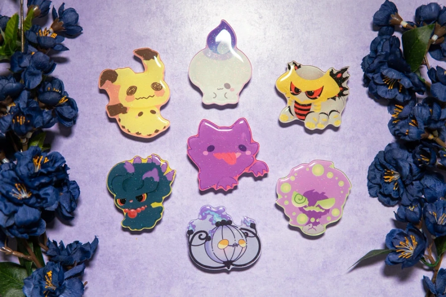 V.15 Cute Animal Charm Grips/ kawaii grip/ Acrylic grips/ glitter acrylic grips/ Pkm Phone Grips/ Girat-na/ Mimik/ Ghost Type