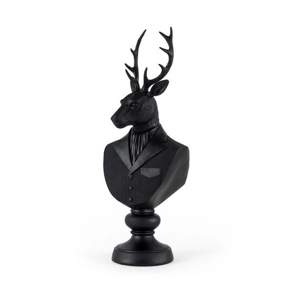 Mozart Black Painted Resin Deer Bust
