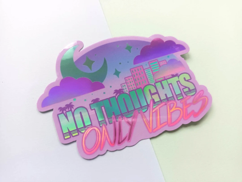 No Thoughts Only Vibes Pastel Holographic Sticker Vinyl Decal Decorative - Etsy Canada