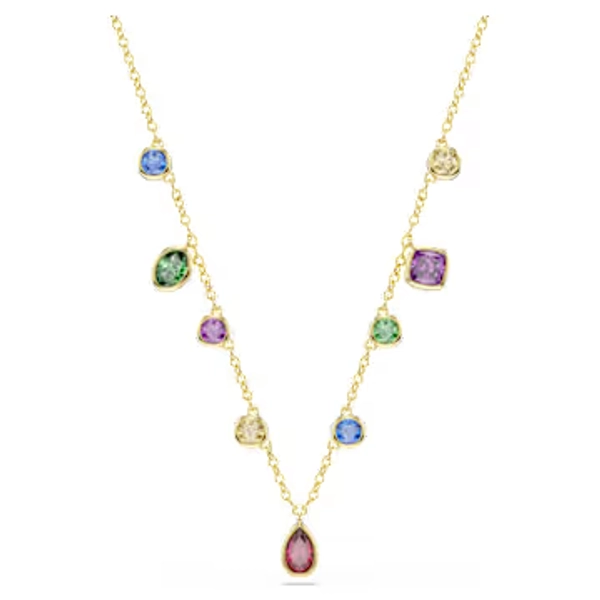 Imber necklace, Mixed cuts, Multicolored, 18K gold finish