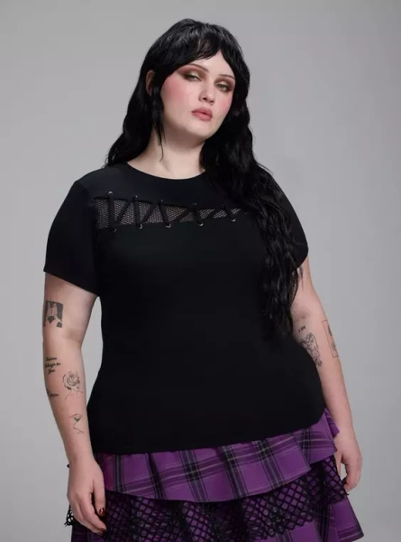 Nightfall Fishnet and Lacing Baby Tee