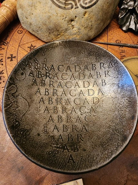 Abracadabra offering bowl, hand forged steel.