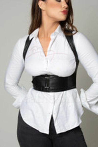Leather Top With Waist Belt Support