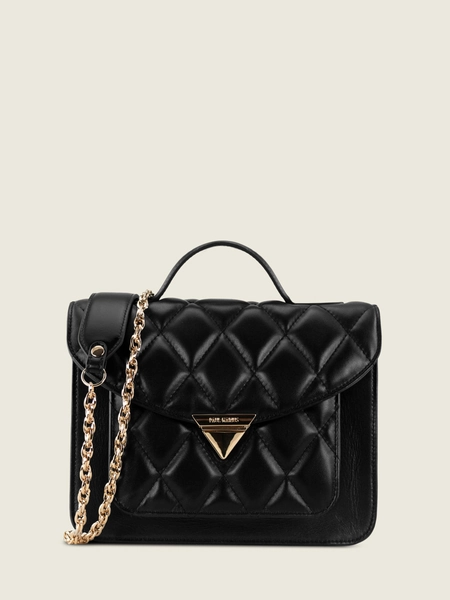 Mademoiselle George Diamant Noir - sac à main matelassé en cuir noir pour femme | PAUL MARIUS