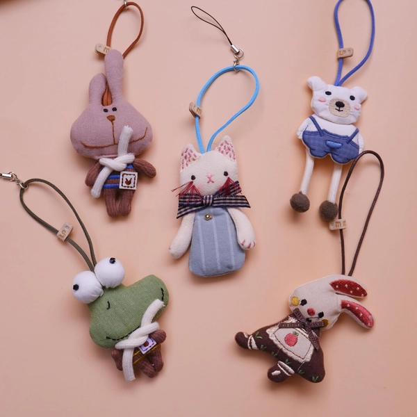 Handmade Plush Animal Keychain Charm: Upcycled Fabric Bag Accessory - Etsy Australia