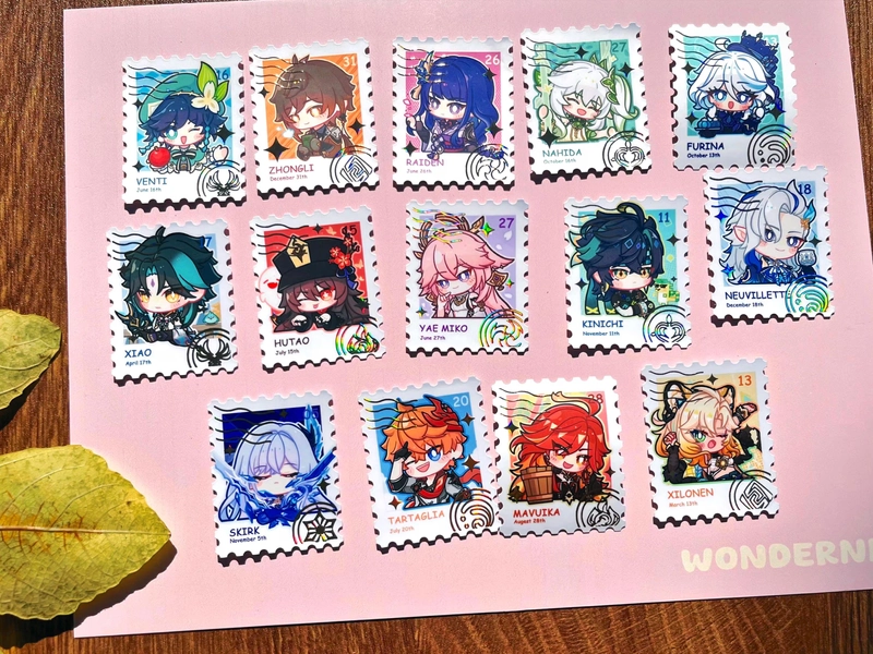 Genshin Impact Character Stickers: Foil Hot Stamp, waterproof
