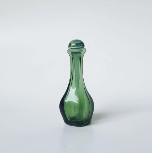 Hand Blown Glass Essential Oil Bottle- Refillable Perfume Vial With Solid Glass Dauber- Green - Etsy