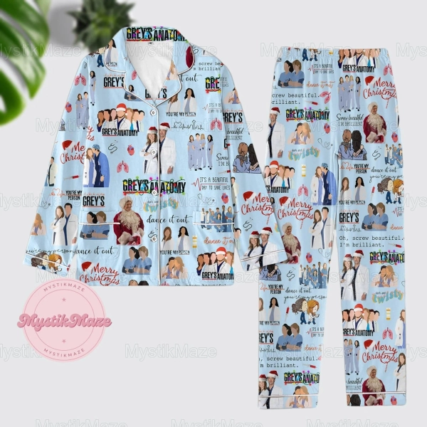 Christmas Grey Anatomy Pajamas Set, Grey Anatomy Womens Pajamas, Grey Anatomy Matching Pajamas Set, Retro Grey Anatomy Shirt, Gift For Fan