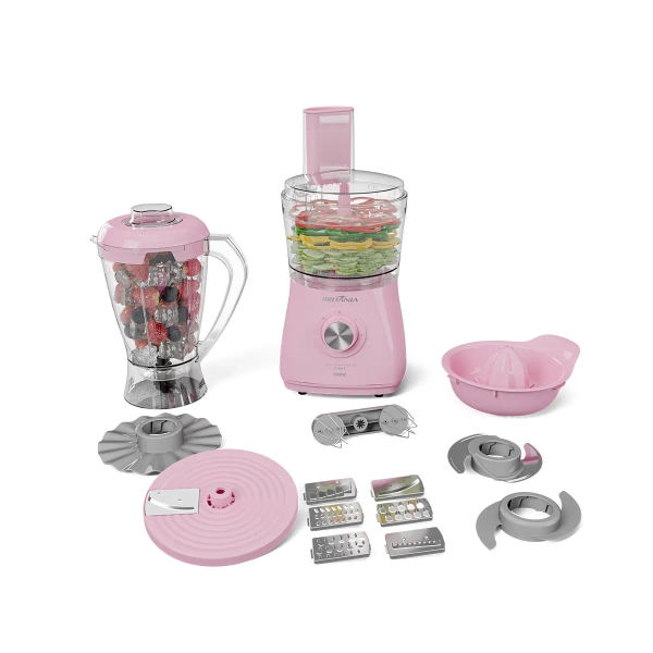 Multiprocessador Britânia 1000W 12 em 1 Rosa BMP1100RS