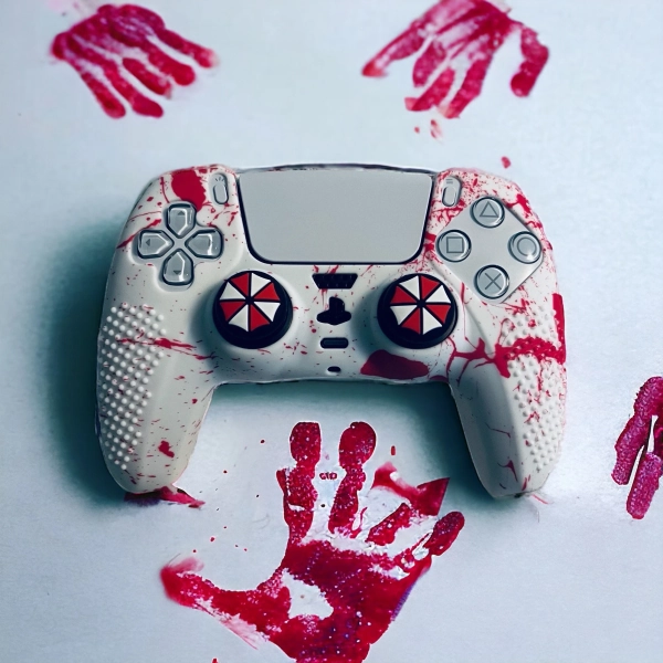 PS5 Controller Cover & Thumb Grip Biohazard Design | Resident Evil | Blood Stained Umbrella Corporation | Rubber Cover | Survival Horror