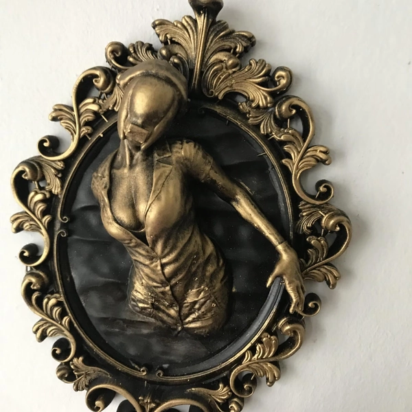 Silent Hill Bubblehead nurse Wall Art | Gothic Horror Decor | Ornate Baroque Wall Hanging | Dark Video Game Fan Art | Macabre Gaming Gift