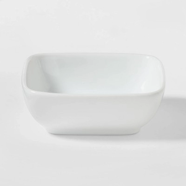 4oz Porcelain Square Dip Bowl White - Threshold™: Small Serving Ramekin, Microwave & Dishwasher Safe