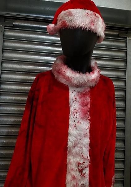 Clobbered Santa Father Christmas Arty Clown Halloween Cosplay (Slim Fit) Horror Distressed And Bloody