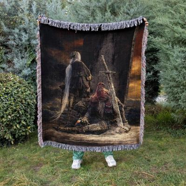 Slave Knight Gael Woven Tapestry, Dark Souls III Blanket, Dark Fantasy Wall Hanging, Soulsborne Home Decor, Gift For Gamers & Anime Fans