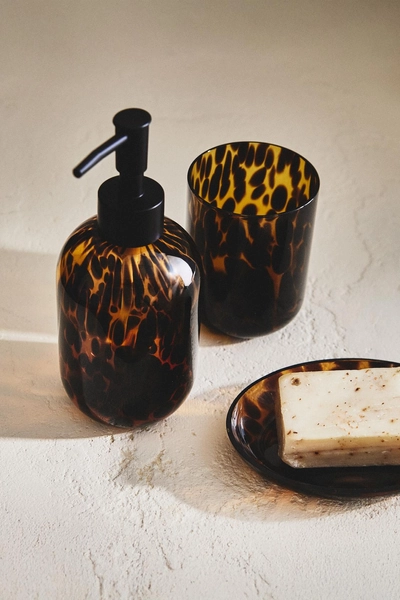 LEOPARD GLASS BATH SET