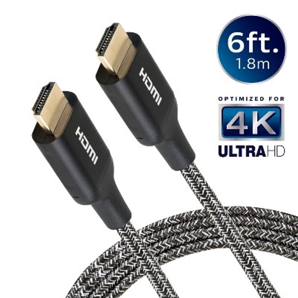 Philips 4' Elite Premium High-Speed HDMI Cable with Ethernet, 4K@60Hz - Braided: Male-To-Male Connections