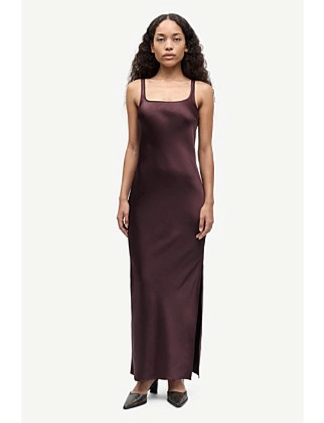 SUNNA SQUARE NECK SL MAXI DRESS - fudge - XS