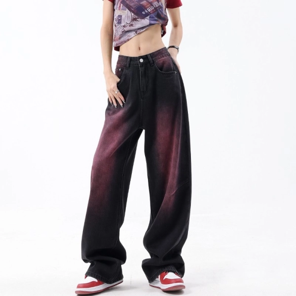 Black And Pink Straight Cut Washed Jeans | Jeongin - Stray Kids - Fashion Chingu