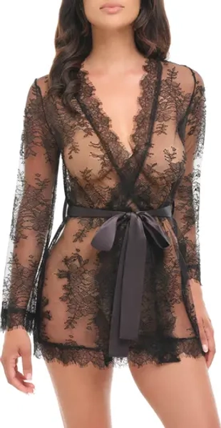 Amoré Lace Satin Bow Robe