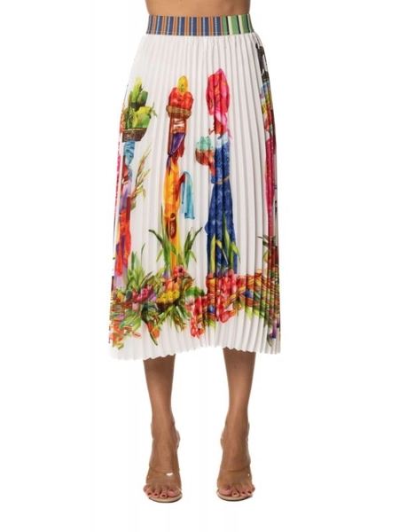 PLEATED WHITE SKIRT- Stella Jean 