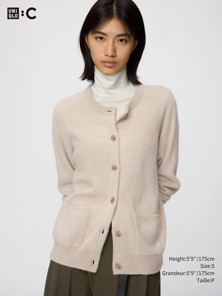 Uniqlo Fluffy 100% Cashmere Relaxed Cardigan 