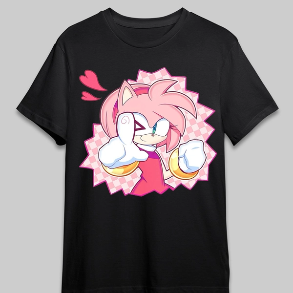 SONIC THE HEDGEHOG SHIRT Campus style 220g pure cotton T-shirt round neck design with printed floral care