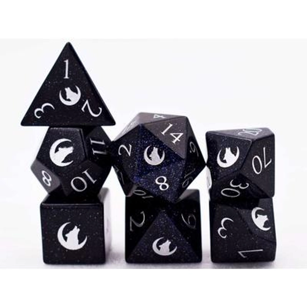 1 FULL set of Gemstone DnD D and D Dice Set-Dungeons & Dragons D20-Moon Wolf Themed-Limited Edition rpg dice-FAST Ship-Christmas Gift