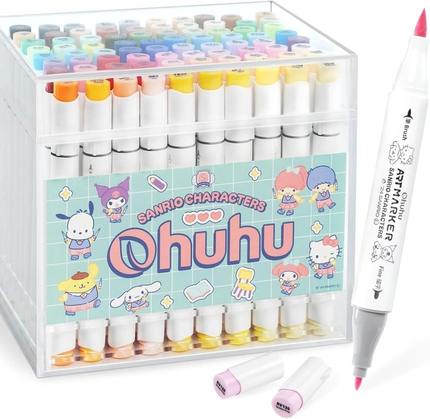 Sanrio x Ohuhu collaboration illustration markers brush type 80 colors JAPAN NEW