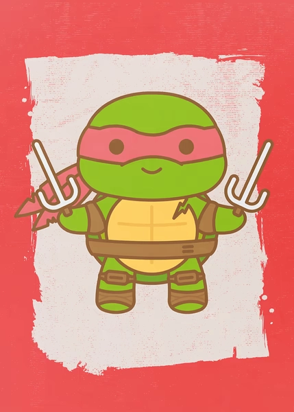'Kawaii Raph' Poster, picture, metal print, paint by TMNT | Displate