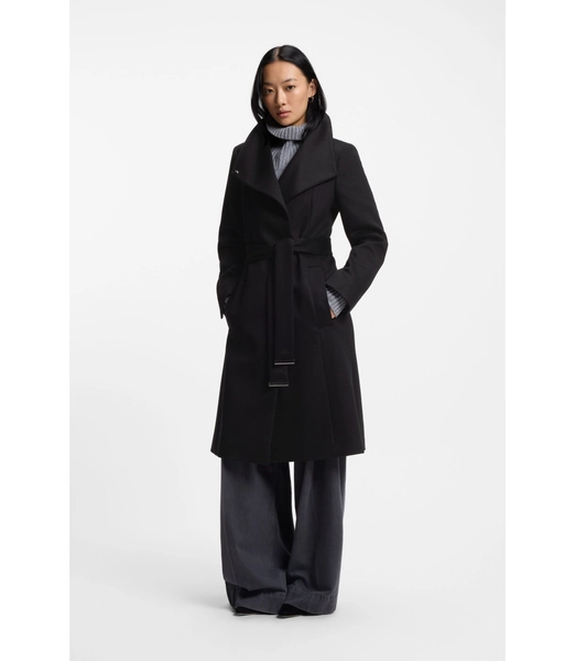 Belted coat in virgin wool and cashmere