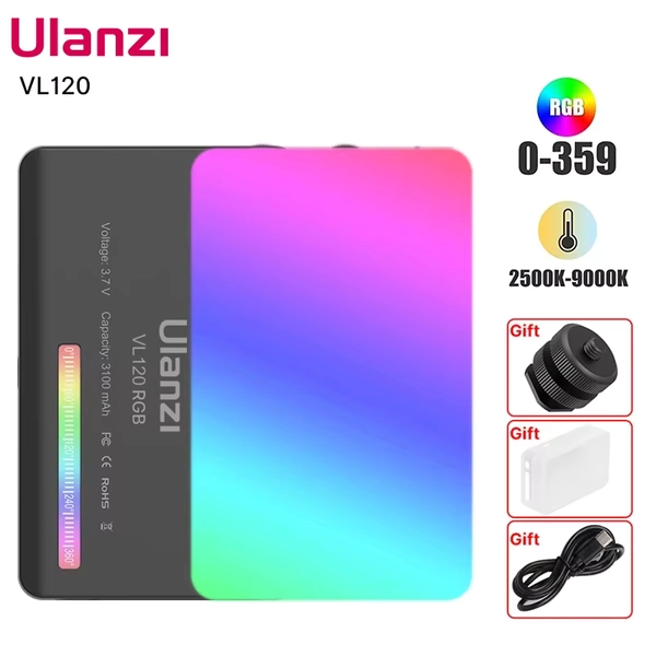 Ulanzi VL120 תאורת וידאו מלאה בצבע RGB 2500K-9000K תאורת צילום LED ניתן לכוונון תאורת מצלמה חיה Vlog תאורה מלאה - AliExpress 44