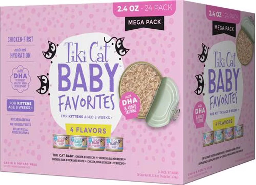 TIKI CAT Baby Whole Foods Variety Pack Grain-Free Wet Kitten Food, 2.4-oz can, case of 24 - Chewy.com